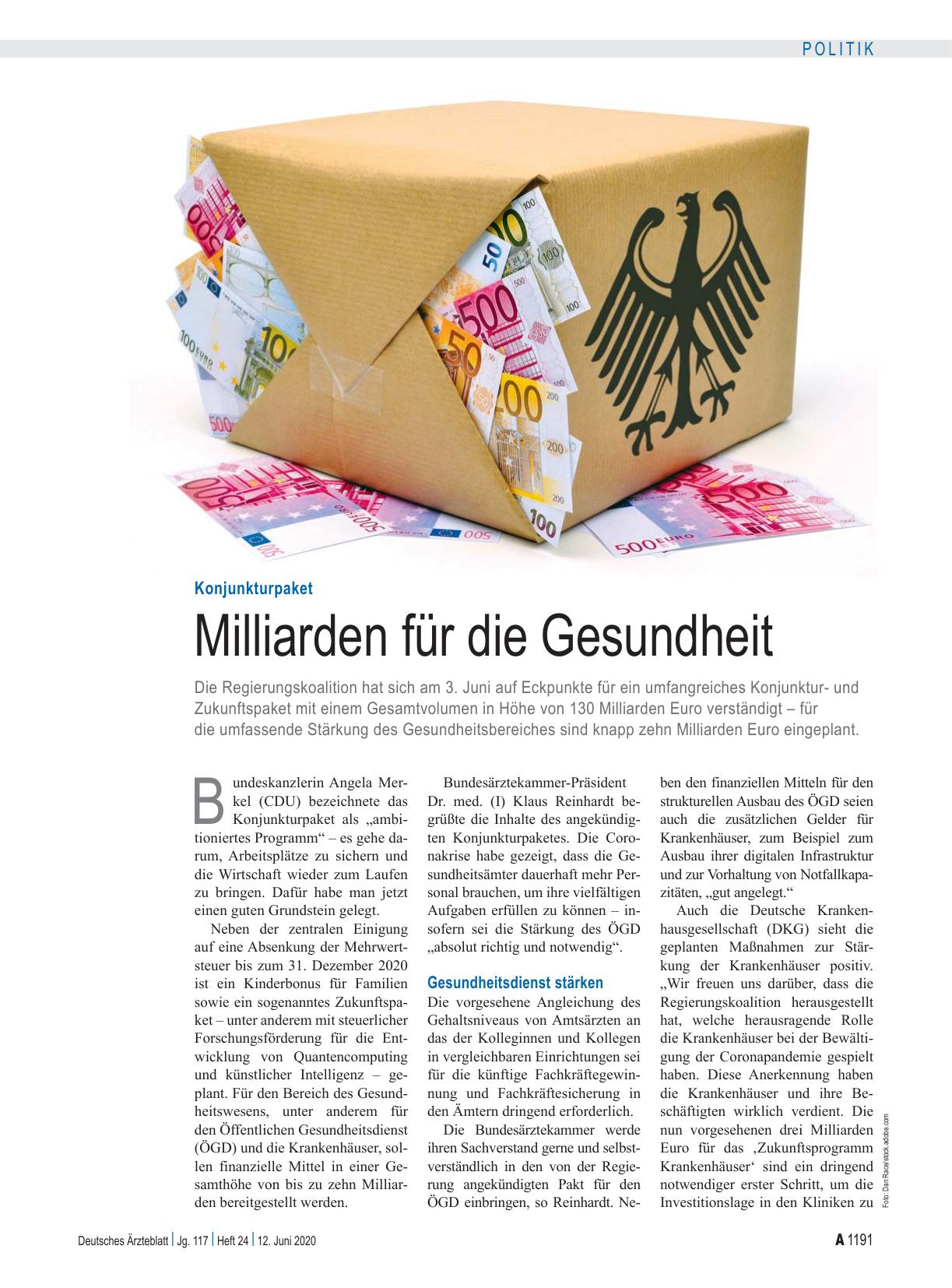 Vorschauseite 1: Konjunkturpaket: Milliarden für die Gesundheit