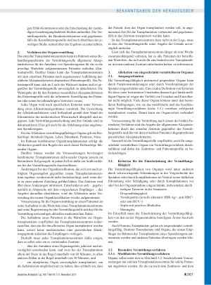 Vorschauseite 3: Richtlinien zur Organtransplantation gem. § 16 Abs. 1 S. 1 Nrn. 2 u. 5 TPG