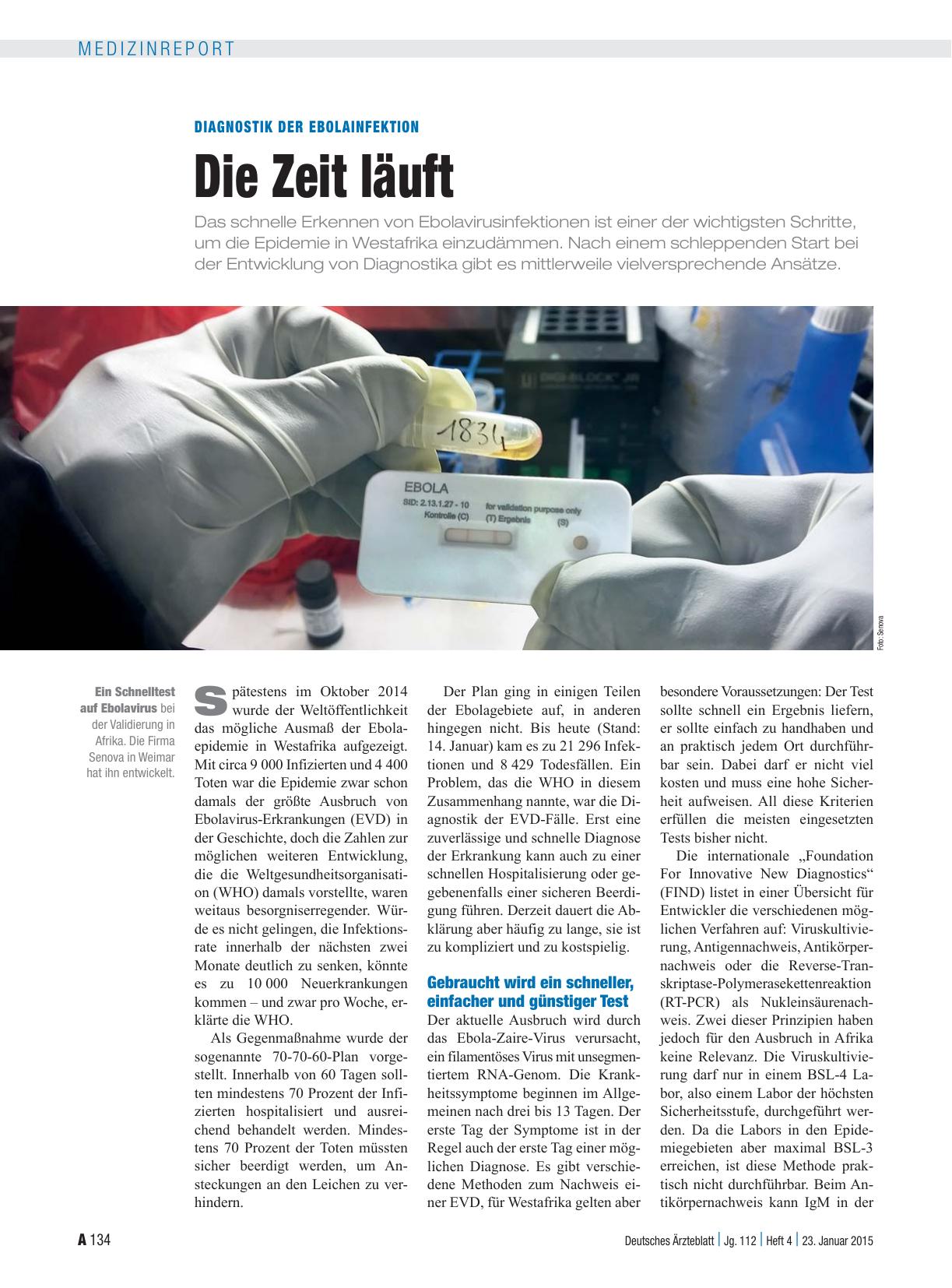 Vorschauseite 1: Diagnostik der Ebolainfektion: Die Zeit läuft