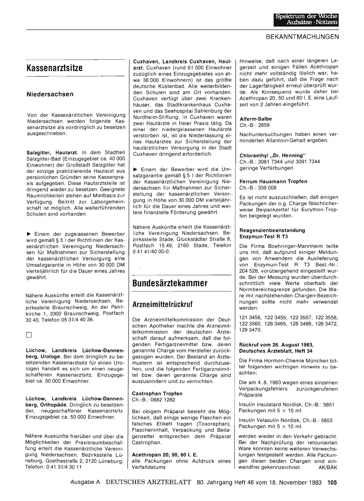 Vorschauseite 1: Bundesärztekammer: Arzneimittelrückruf