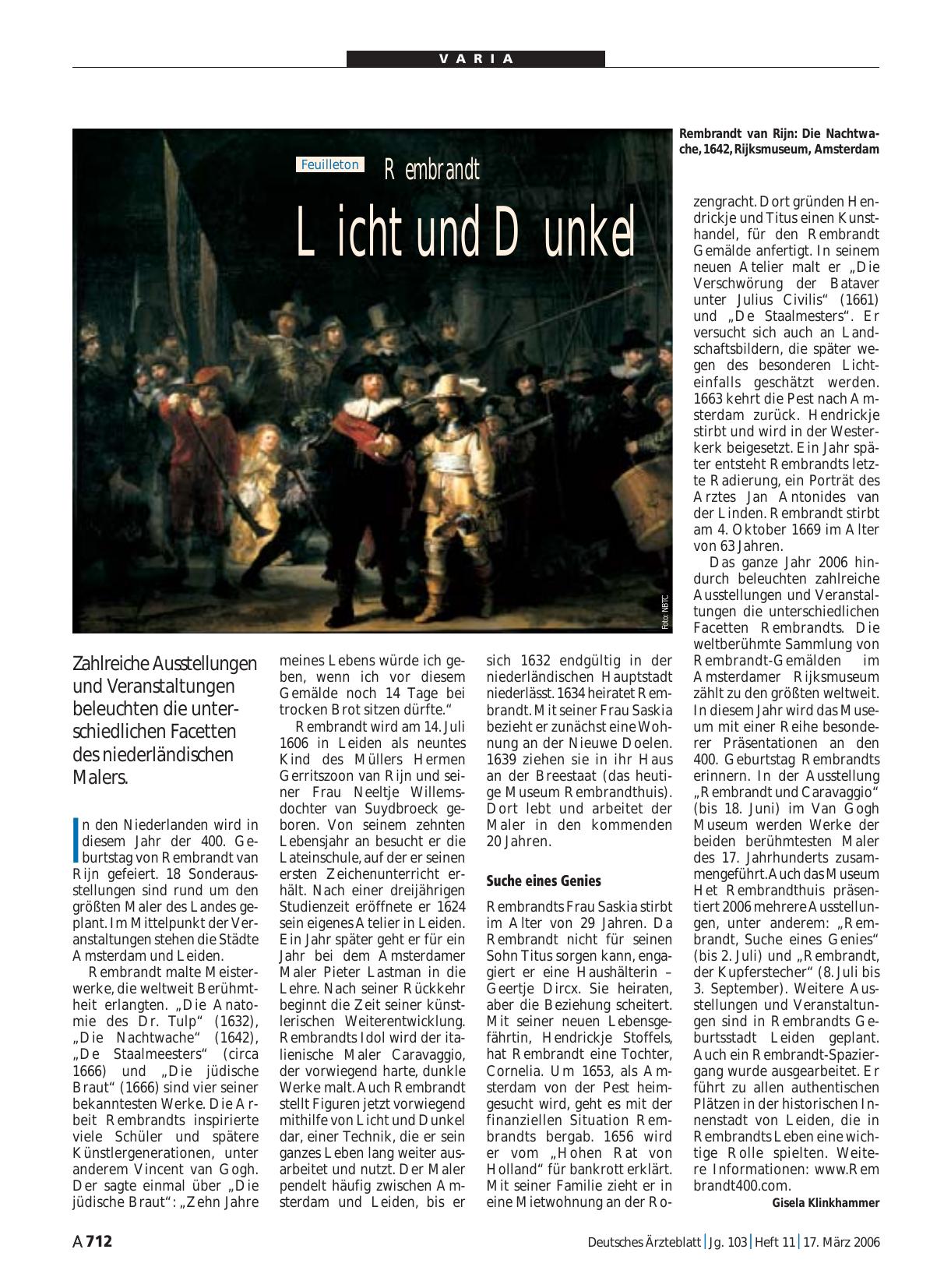 Vorschauseite 1: Rembrandt: Licht und Dunkel