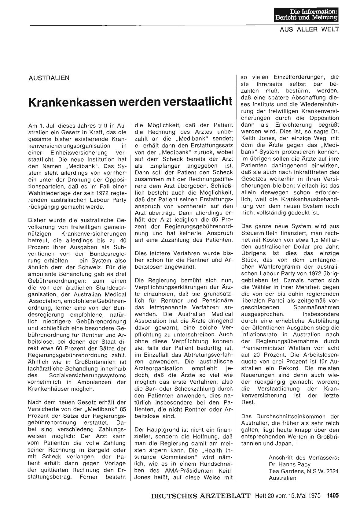 Vorschauseite 1: Australien: Krankenkassen werden verstaatlicht