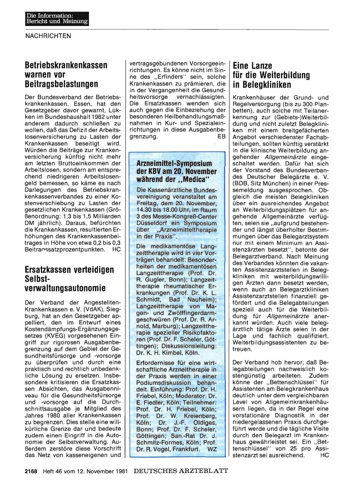 Vorschauseite 1: Betriebskrankenkassen warnen vor Beitragsbelastungen