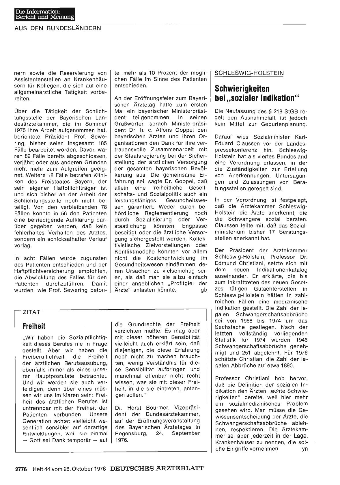 Vorschauseite 1: SCHLESWIG-HOLSTEIN: Schwierigkeiten bei „sozialer Indikation“