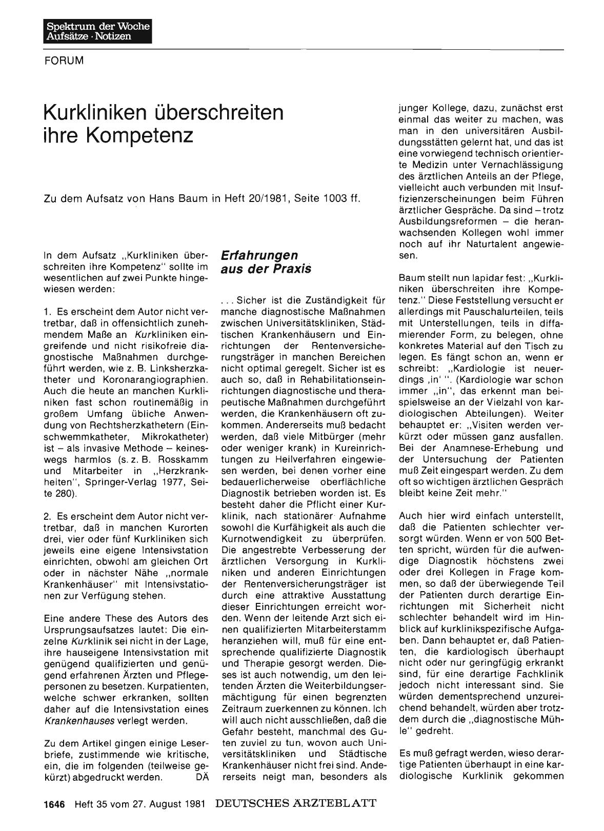 Vorschauseite 1: Kurkliniken überschreiten ihre Kompetenz