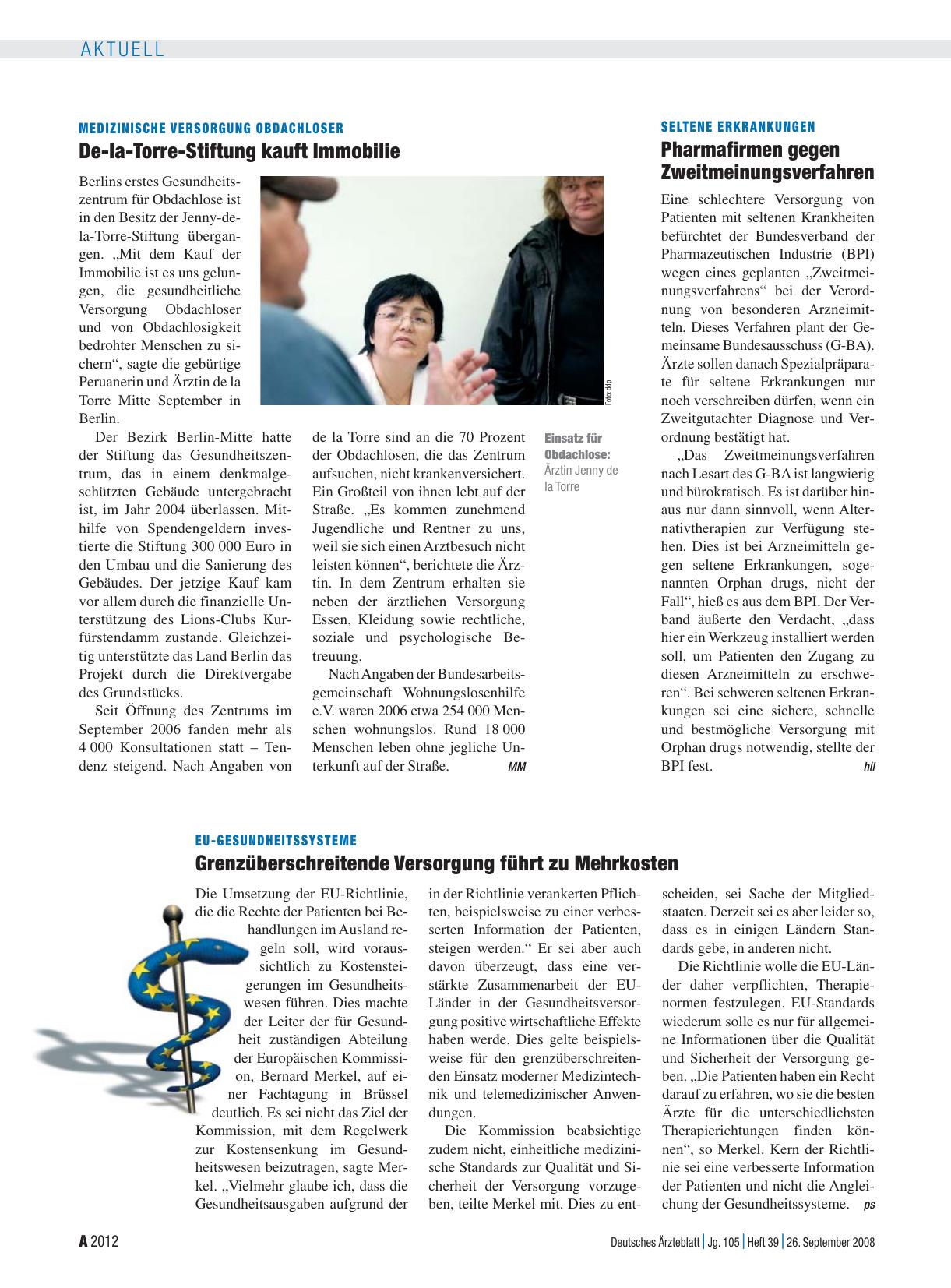 Vorschauseite 1: Medizinische Versorgung Obdachloser: De-la-Torre-Stiftung kauft Immobilie
