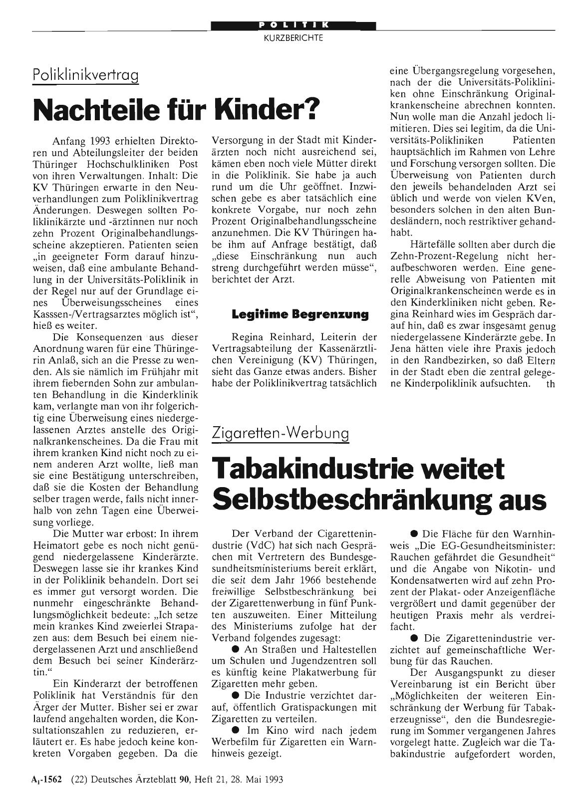 Vorschauseite 1: Poliklinikvertrag: Nachteile für Kinder?