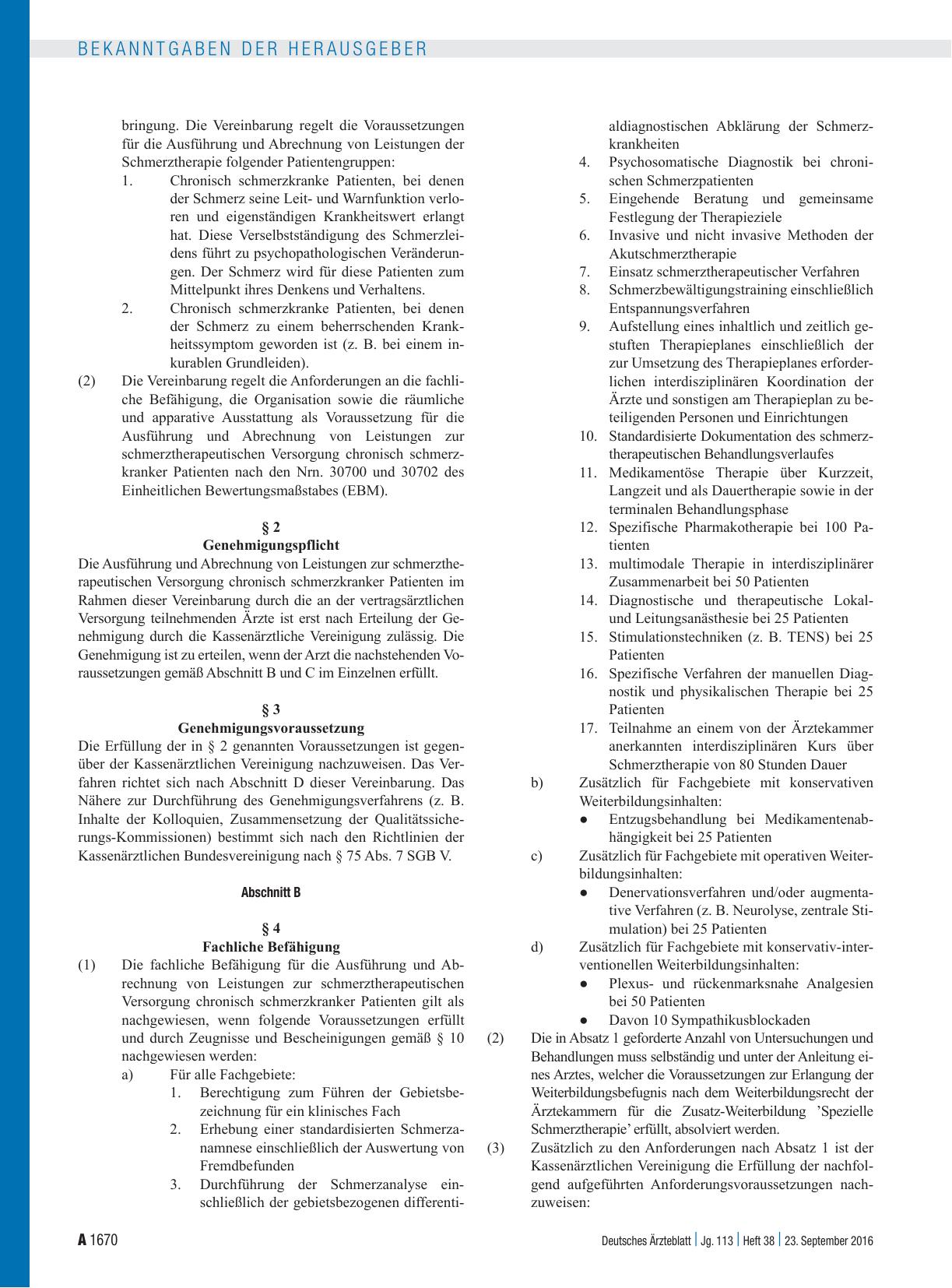 Vorschauseite 2: Überarbeitung der Qualitätssicherungsvereinbarung Schmerztherapie gemäß § 135 Abs. 2 SGB V