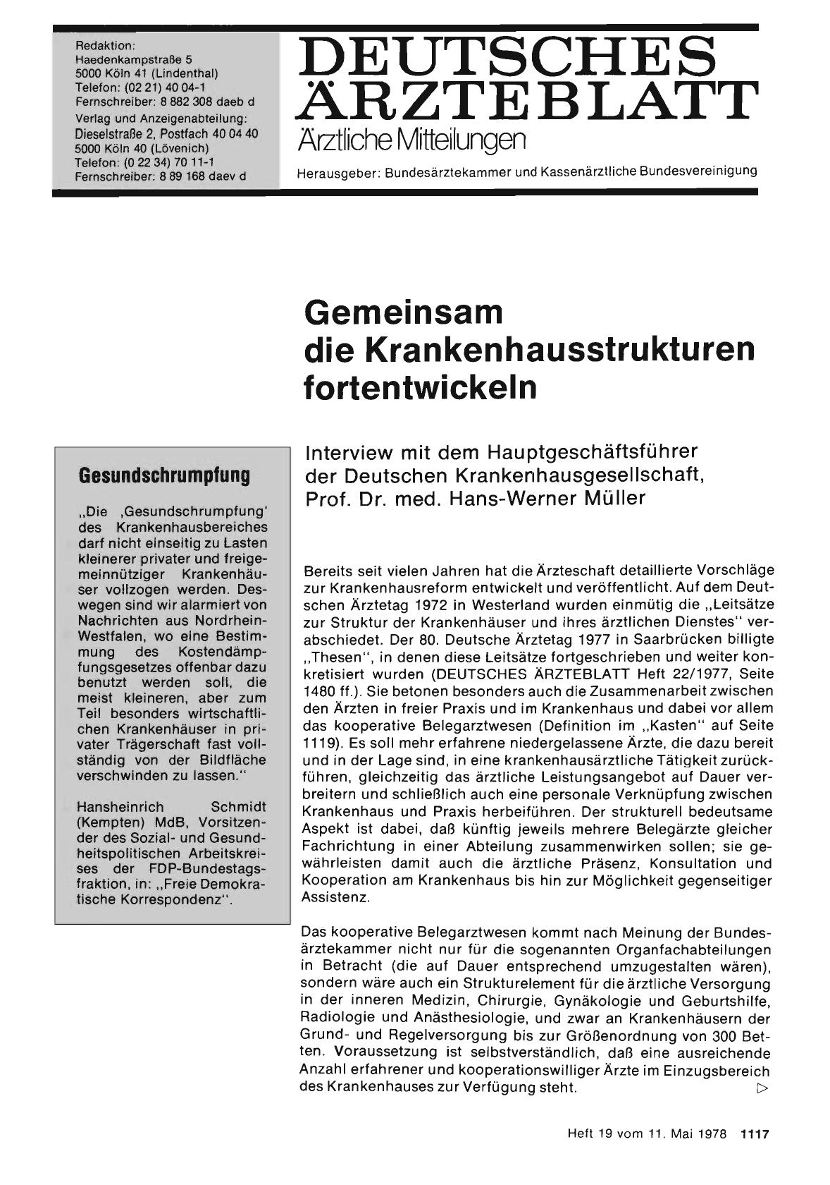 Vorschauseite 1: Gemeinsam die Krankenhausstrukturen fortentwickeln