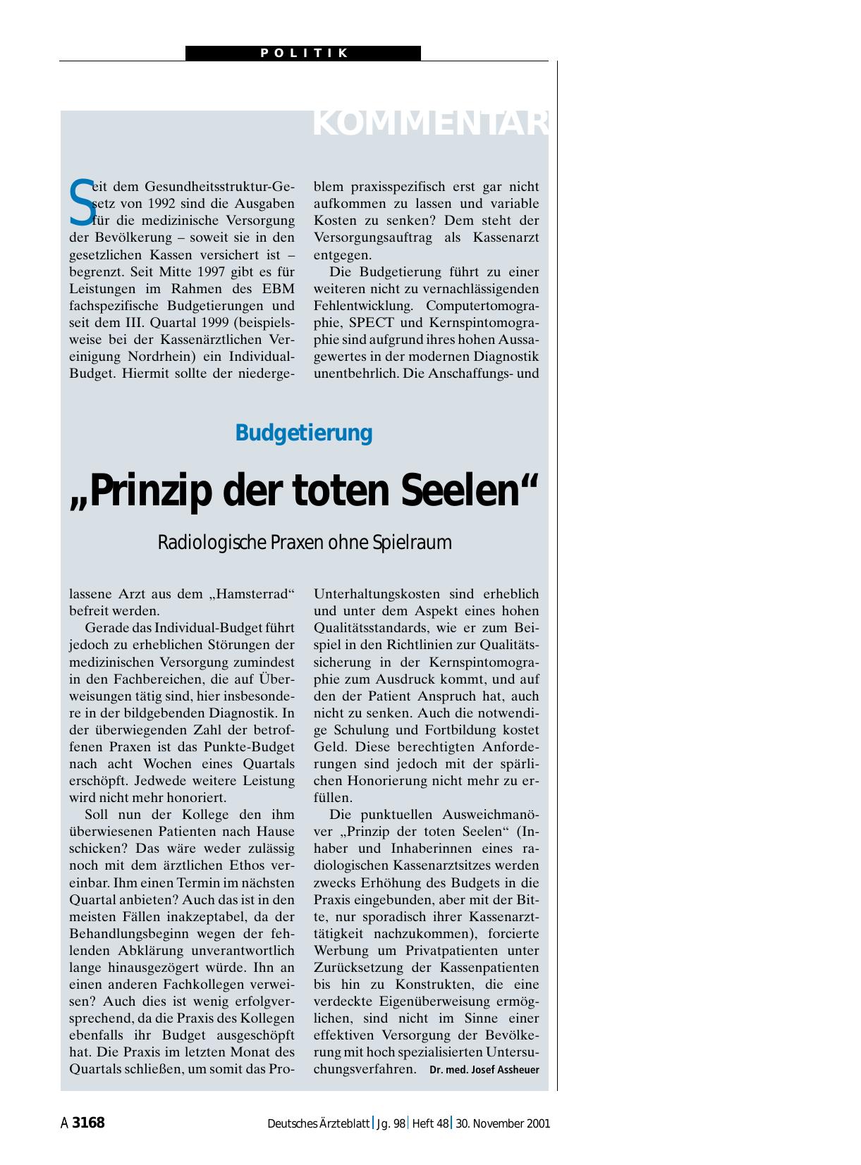 Vorschauseite 1: Budgetierung: „Prinzip der toten Seelen“