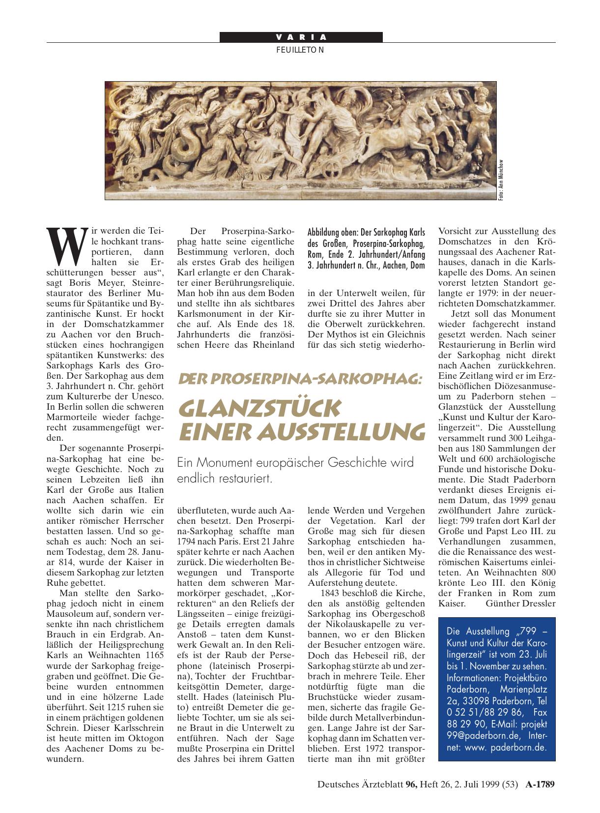 Vorschauseite 1: Der Proserpina-Sarkophag: Glanzstück einer Ausstellung