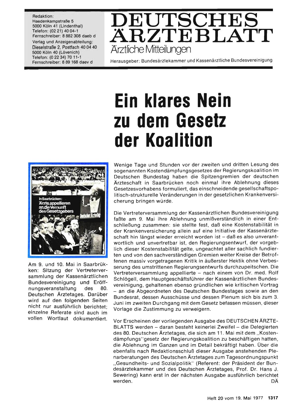 Vorschauseite 1: Ein klares Nein zu dem Gesetz der Koalition