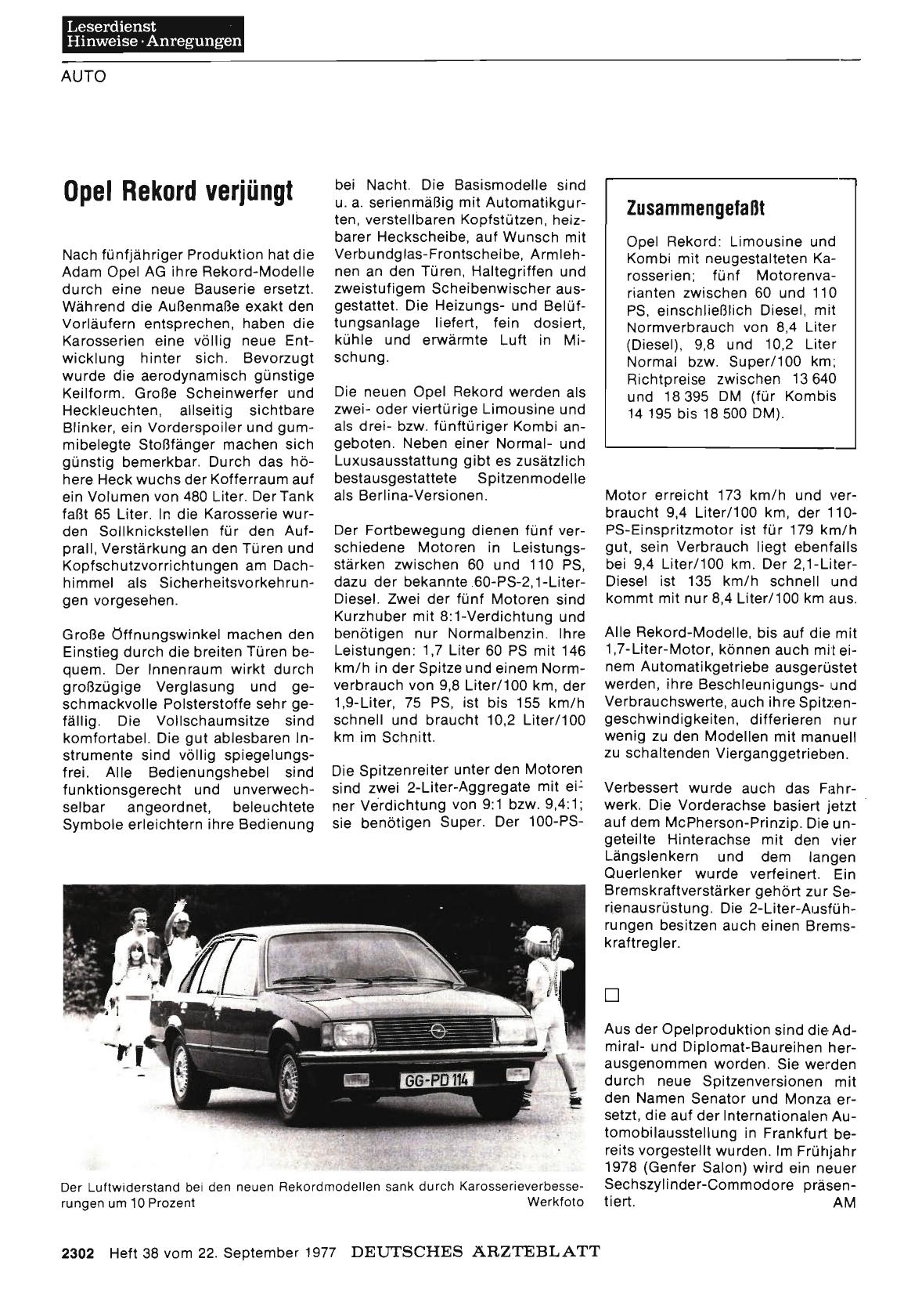 Vorschauseite 1: Opel Rekord verjüngt