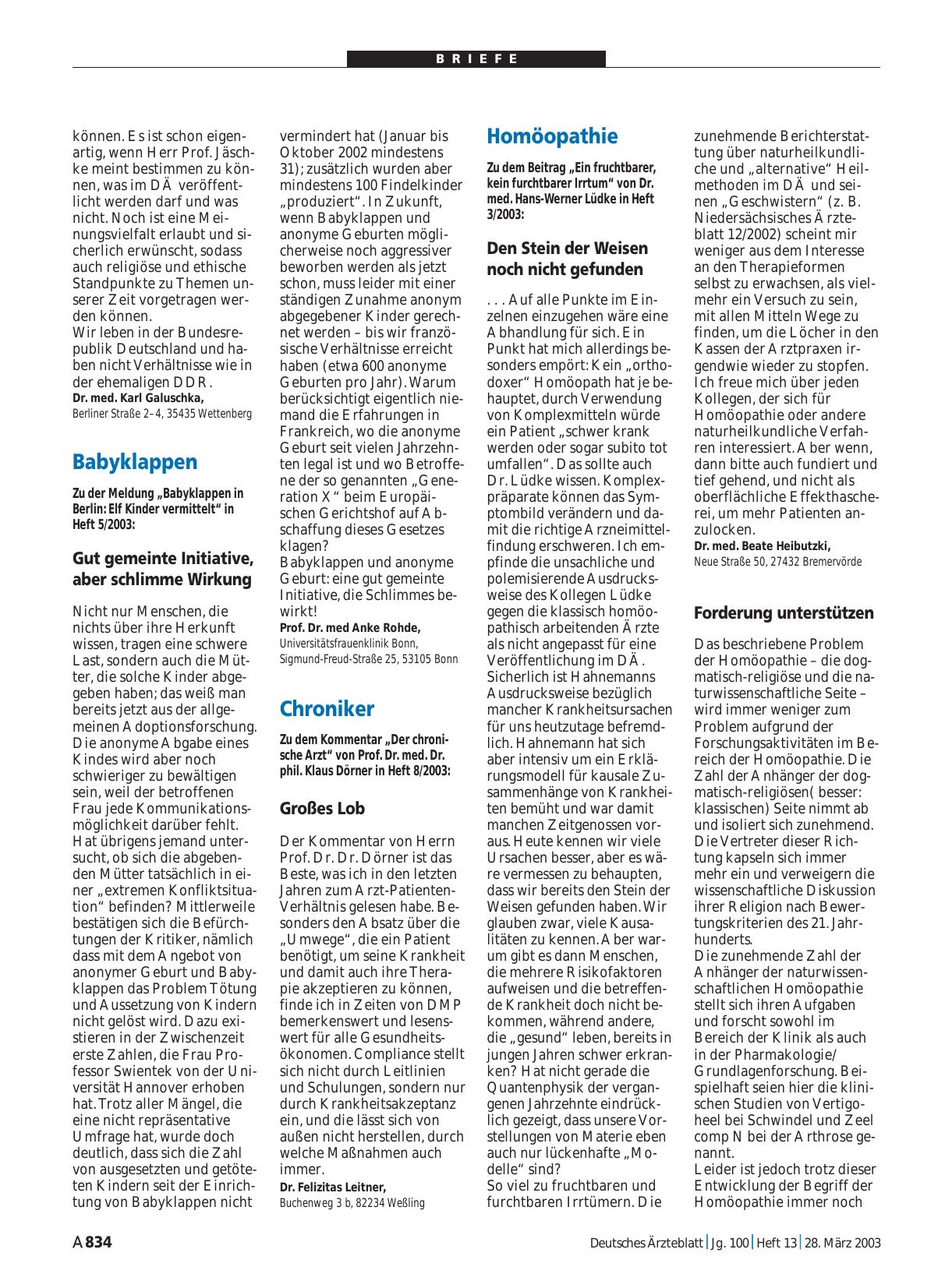 Vorschauseite 1: Homöopathie: Forderung unterstützen