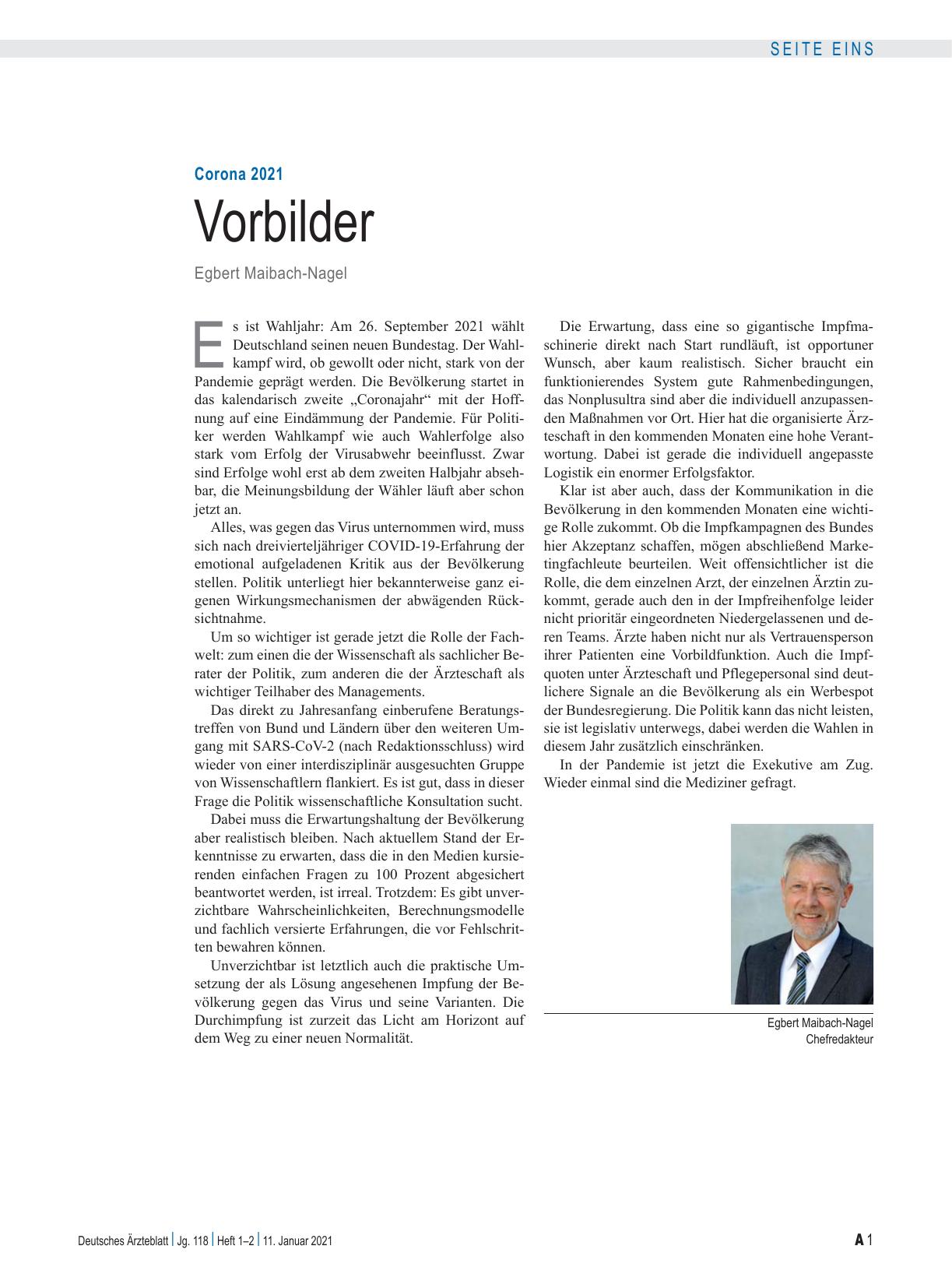 Vorschauseite 1: Corona 2021: Vorbilder