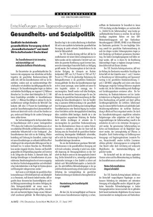 Vorschauseite 1: Entschließungen zum Tagesordnungspunkt I: Gesundheitsund Sozialpolitik