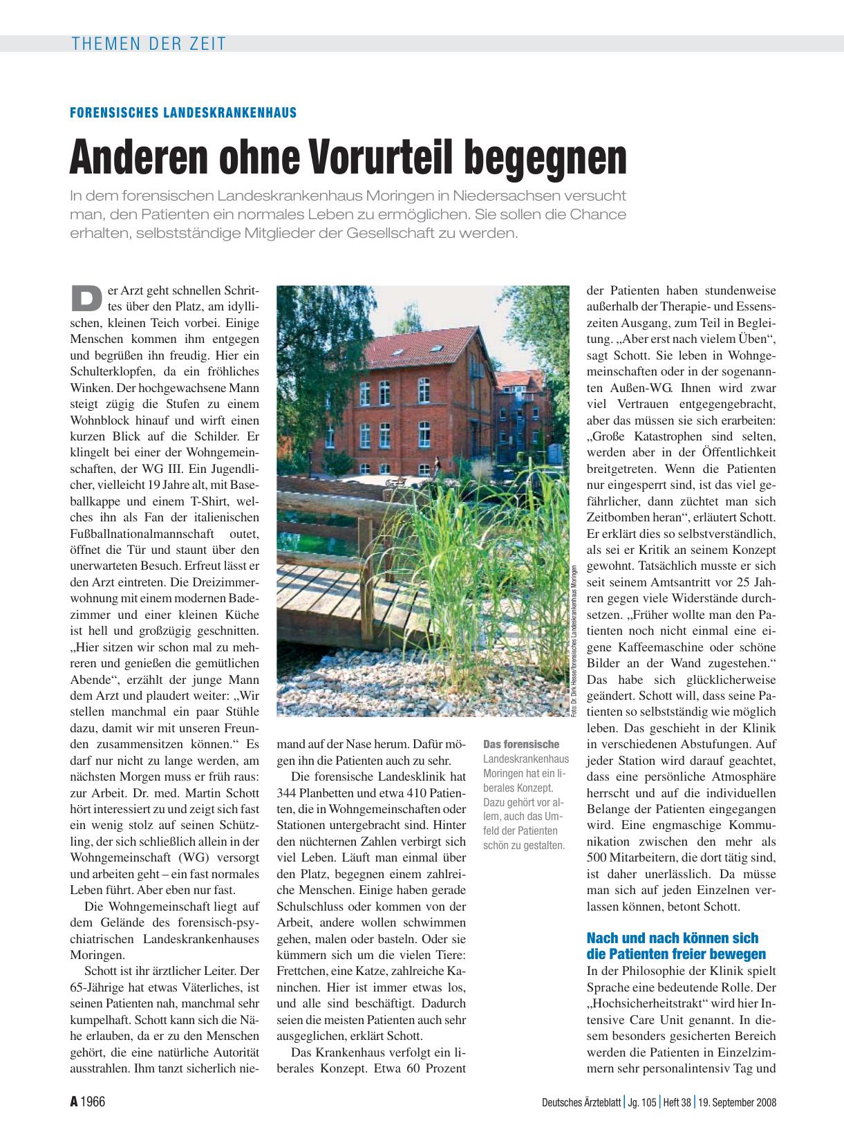 Vorschauseite 1: Forensisches Landeskrankenhaus: Anderen ohne Vorurteil begegnen