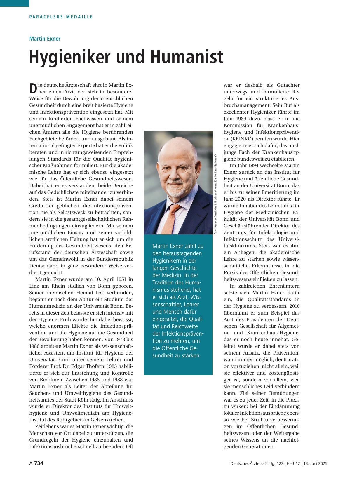 Vorschauseite 1: Martin Exner: Hygieniker und Humanist