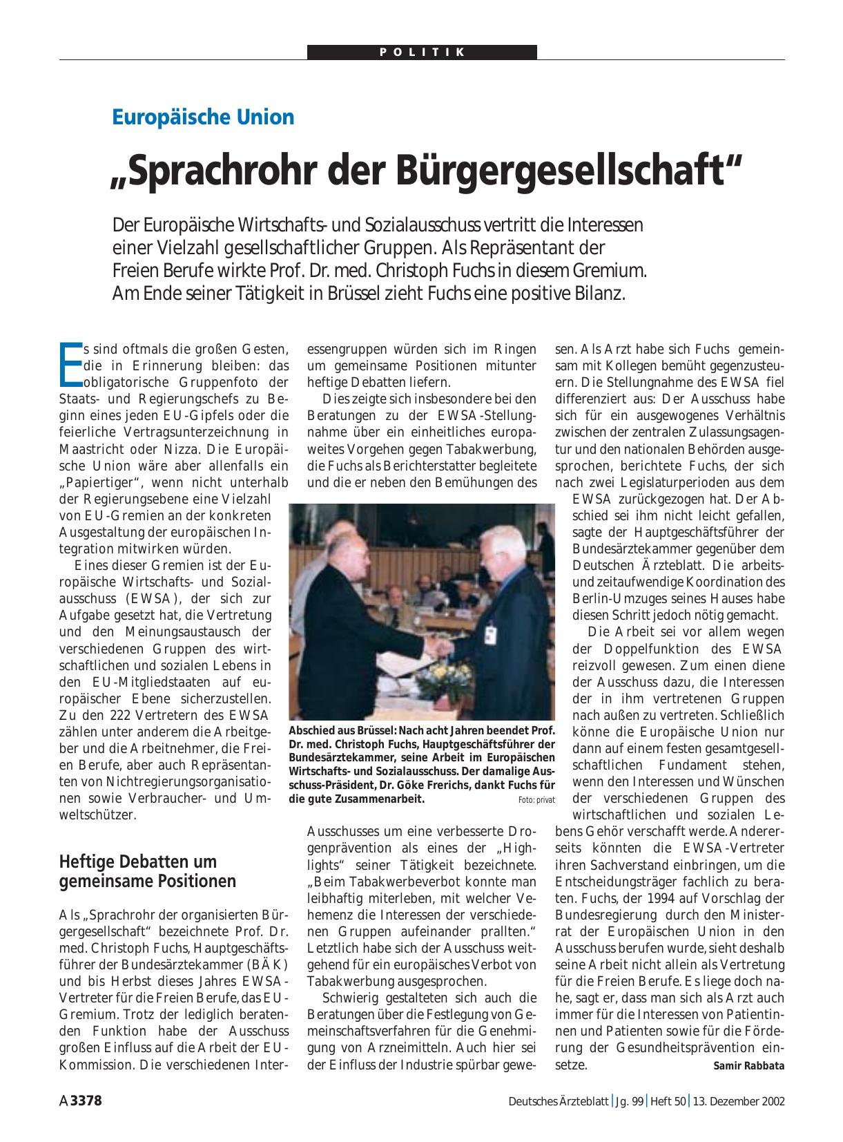 Vorschauseite 1: Europäische Union: „Sprachrohr der Bürgergesellschaft“