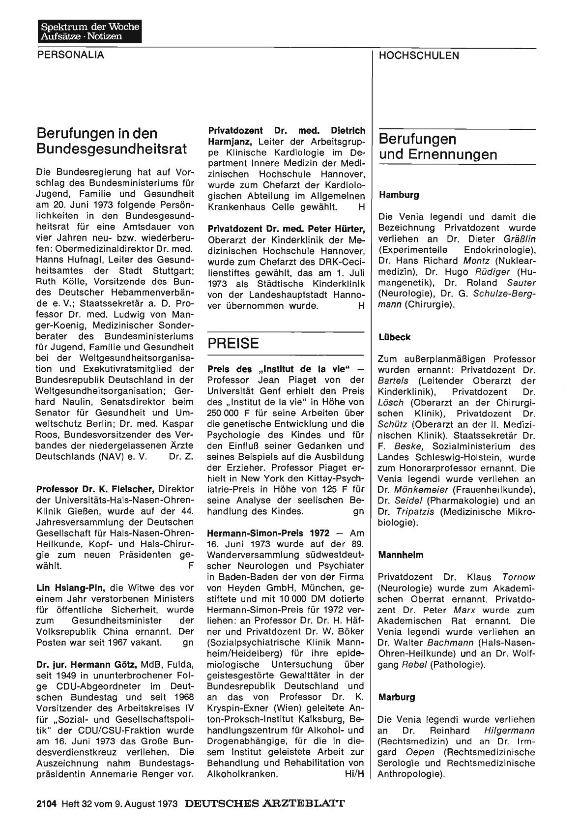 Vorschauseite 1: Berufungen und Ernennungen