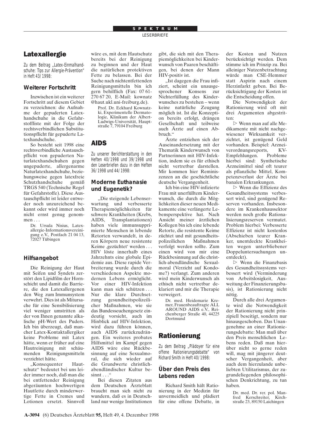 Vorschauseite 1: Latexallergie: Hilfsangebot