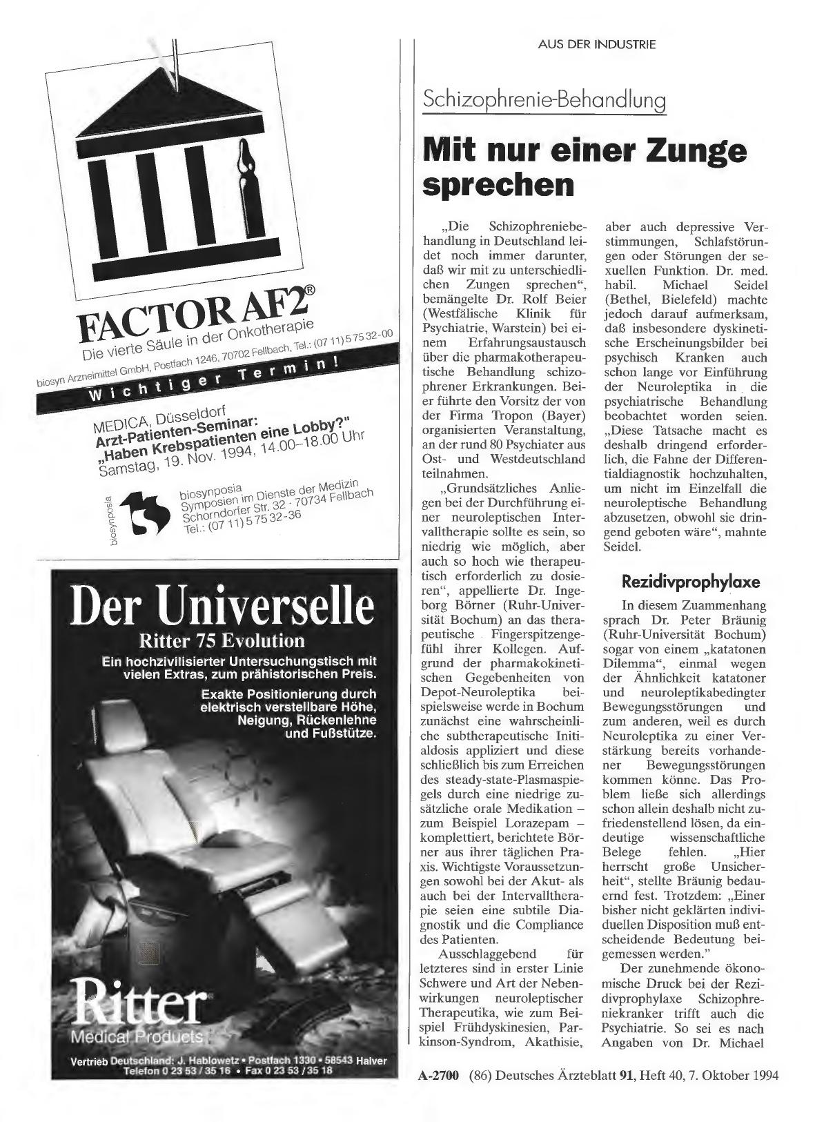 Vorschauseite 1: Schizophrenie-Behandlung: Mit nur einer Zunge sprechen