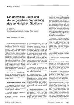 Vorschauseite 1: Die derzeitige Dauer und die vorgesehene Verkürzung des vorklinischen Studiums