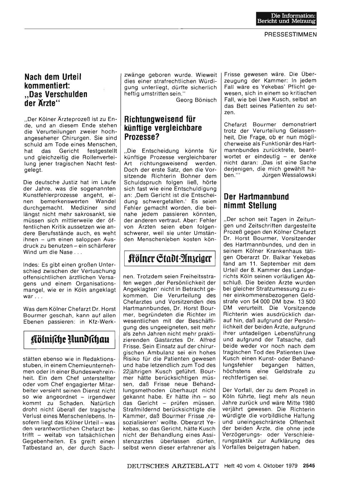 Vorschauseite 1: Nach dem Urteil kommentiert: „Das Verschulden der Ärzte“