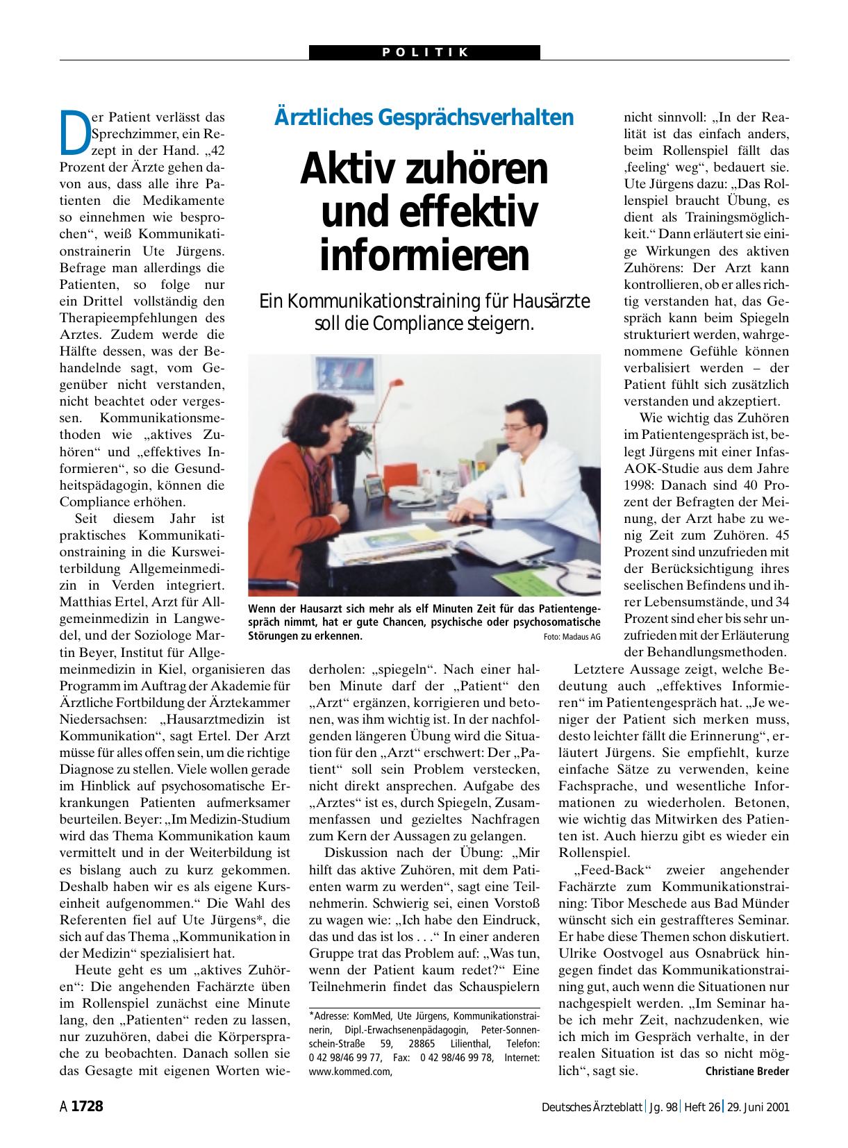 Vorschauseite 1: Ärztliches Gesprächsverhalten: Aktiv zuhören und effektiv informieren