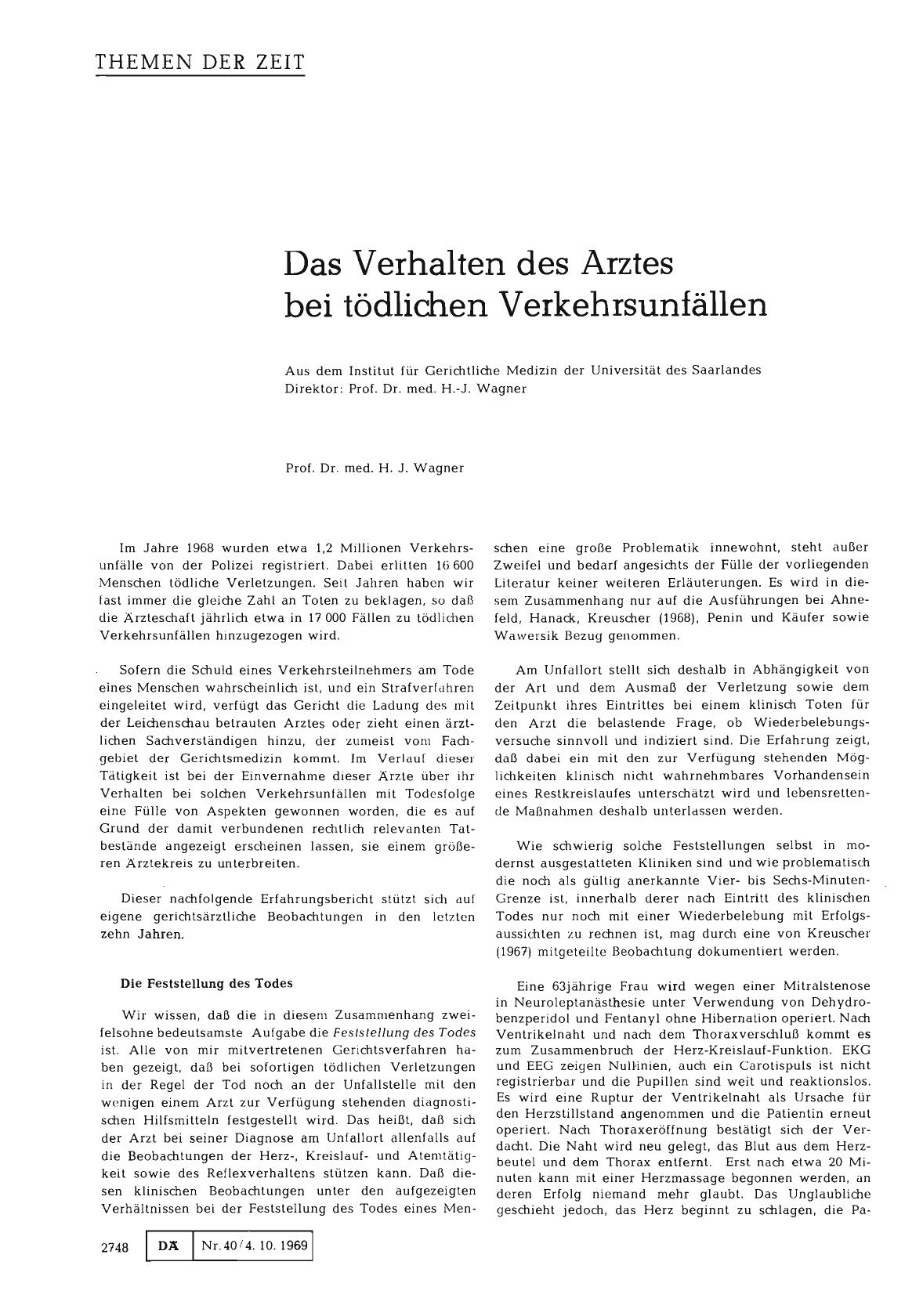 Vorschauseite 1: Das Verhalten des Arztes bei tödlichen Verkehrsunfällen