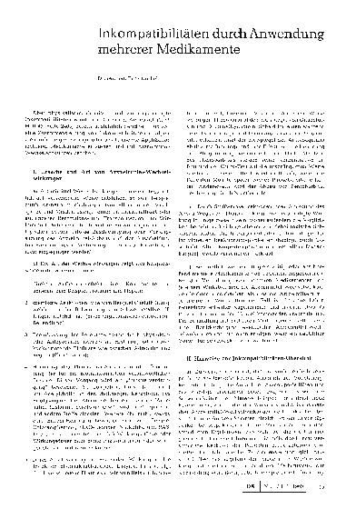 Vorschauseite 1: Inkompatibilitäten durch Anwendung mehrerer Medikamente