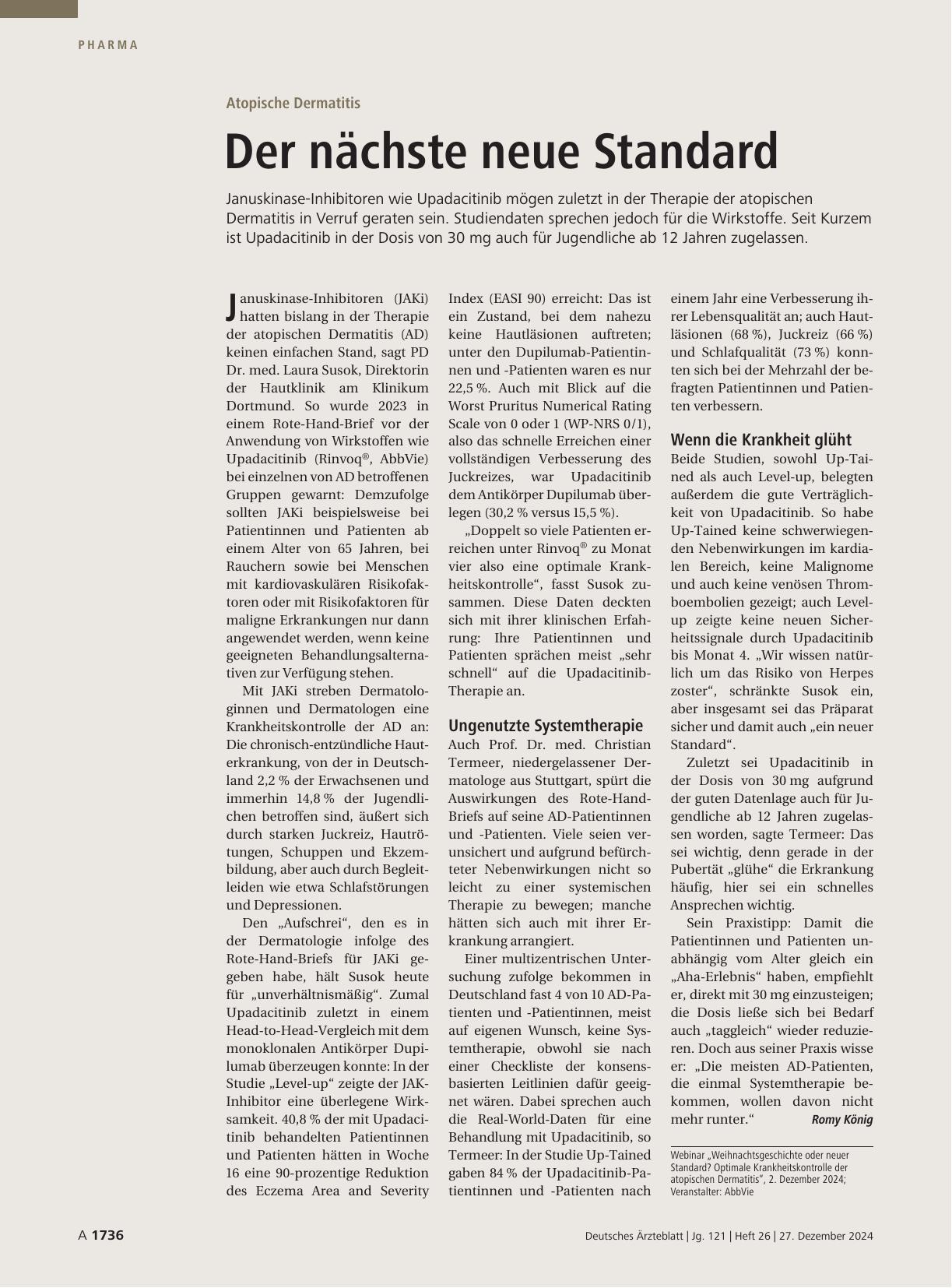 Vorschauseite 1: Atopische Dermatitis: Der nächste neue Standard