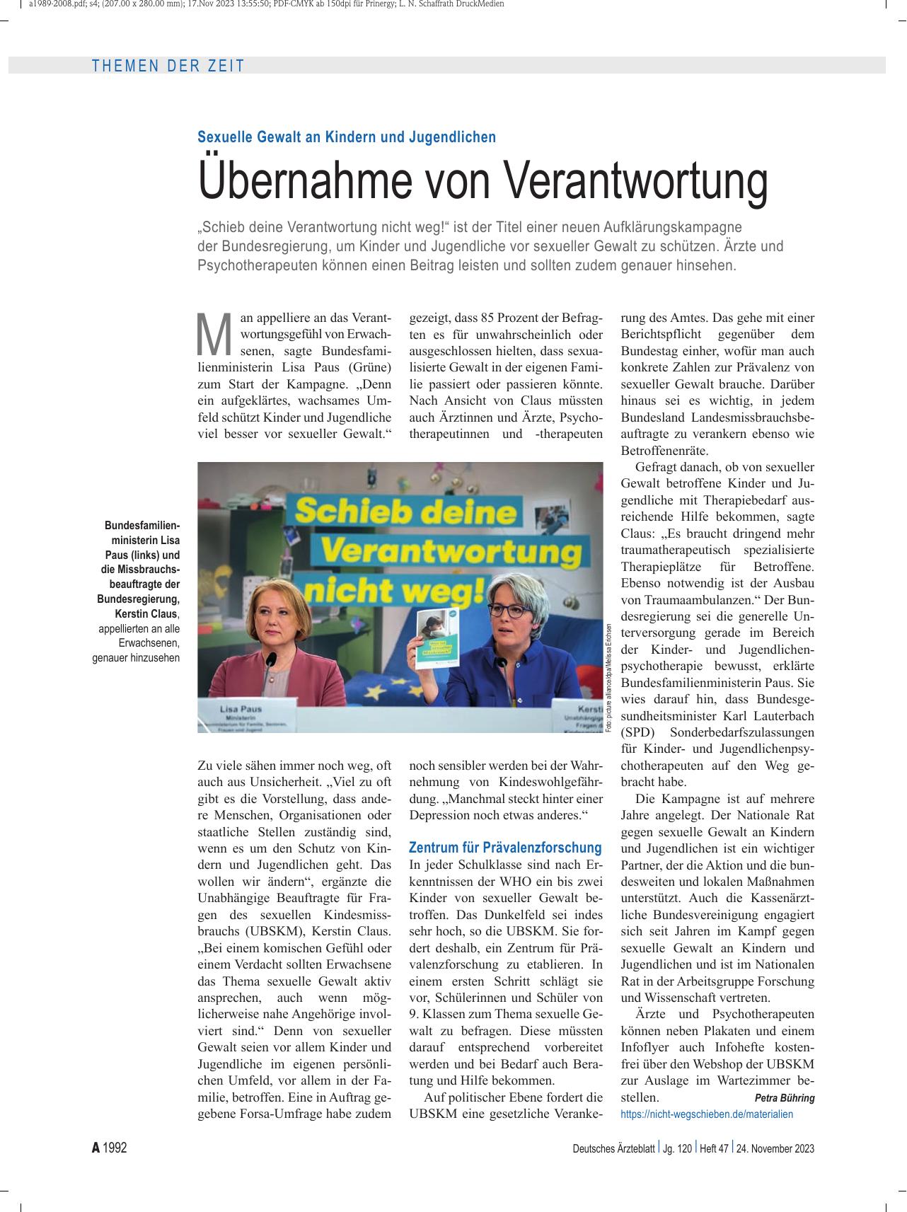 Vorschauseite 1: Sexuelle Gewalt an Kindern und Jugendlichen: Übernahme von Verantwortung