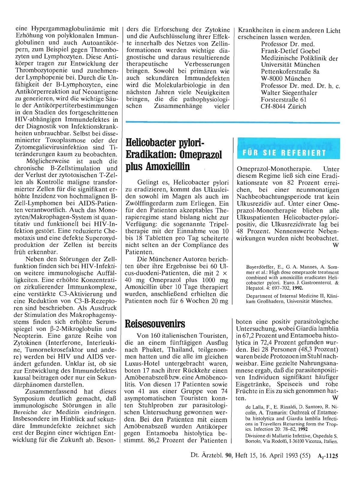 Vorschauseite 1: Helicobacter pylori-Eradikation: Omeprazol plus Amoxicillin