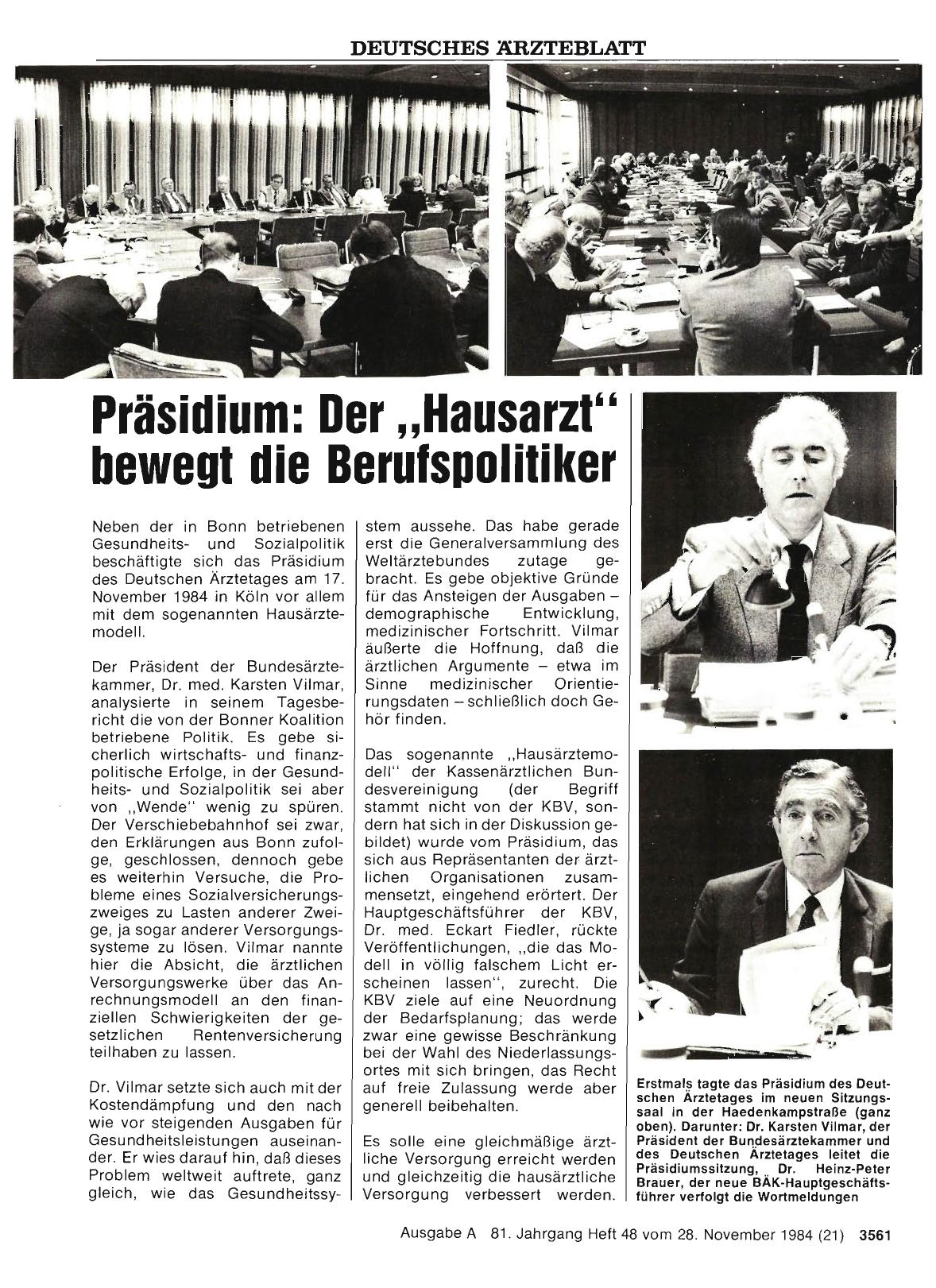 Vorschauseite 1: Präsidium: Der „Hausarzt“ bewegt die Berufspolitiker