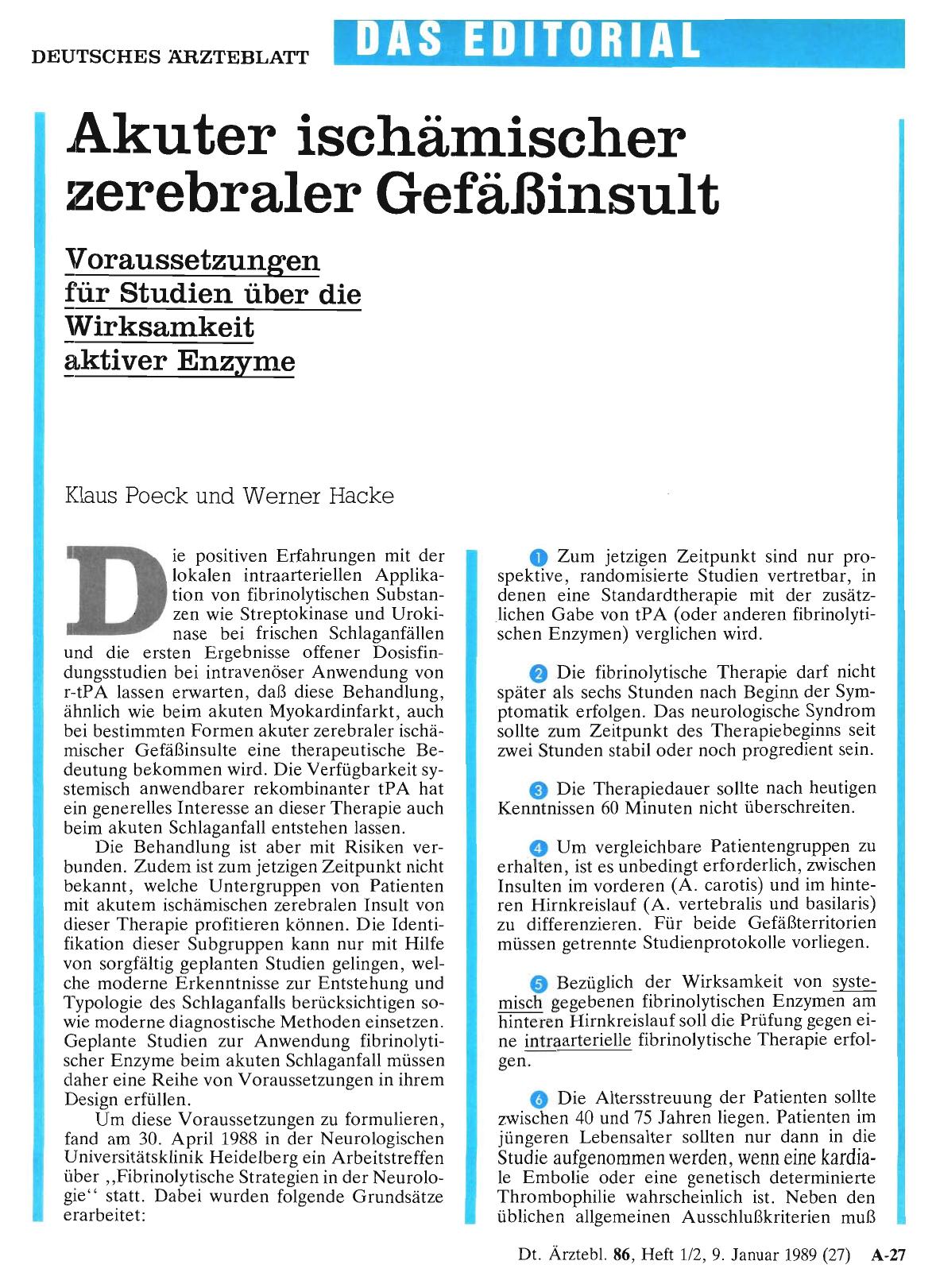 Vorschauseite 1: Akuter ischämischer zerebraler Gefäßinsult