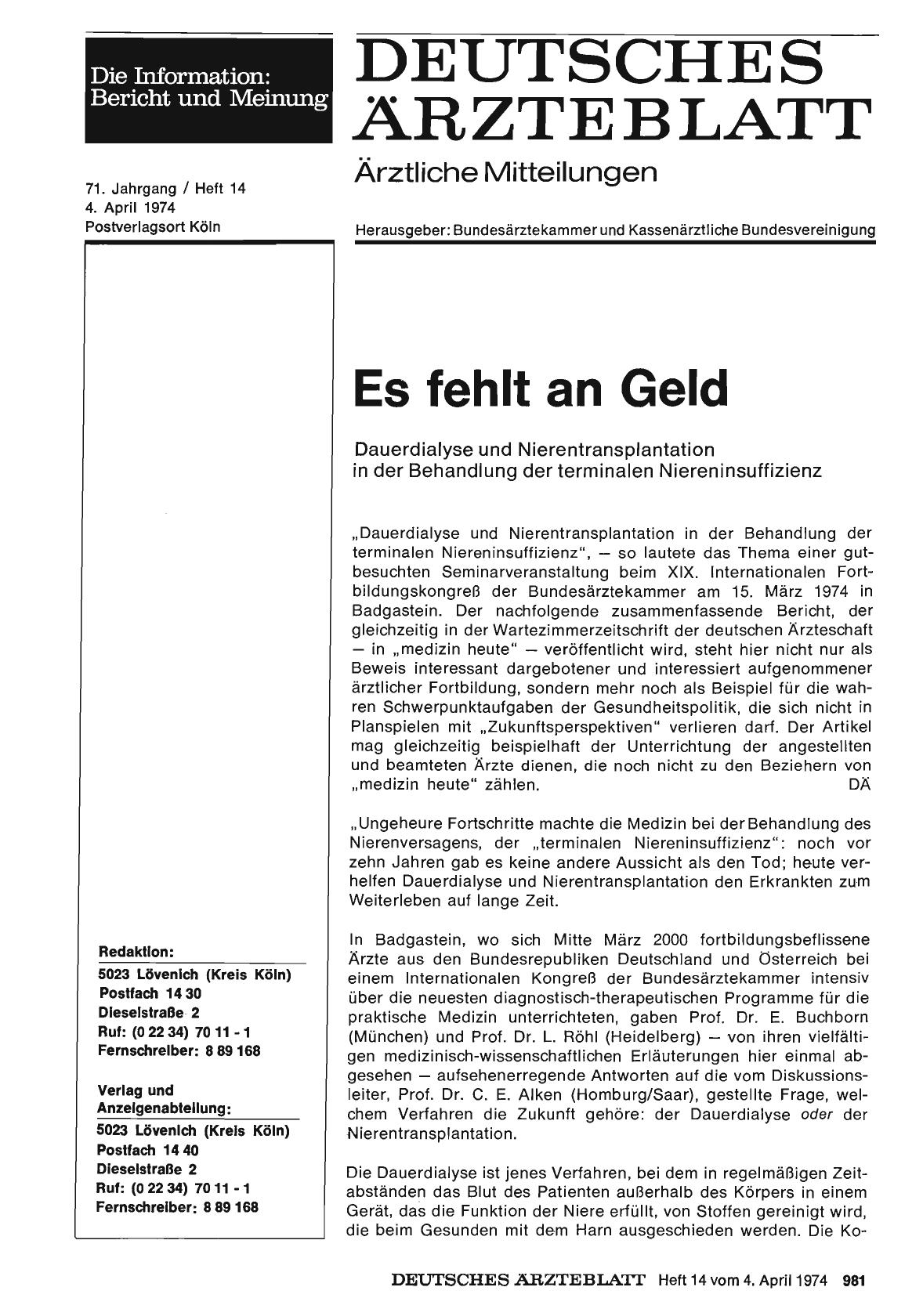 Vorschauseite 1: Es fehlt an Geld