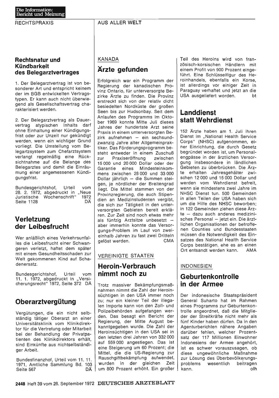 Vorschauseite 1: Vereinigte Staaten: Landdienst statt Wehrdienst