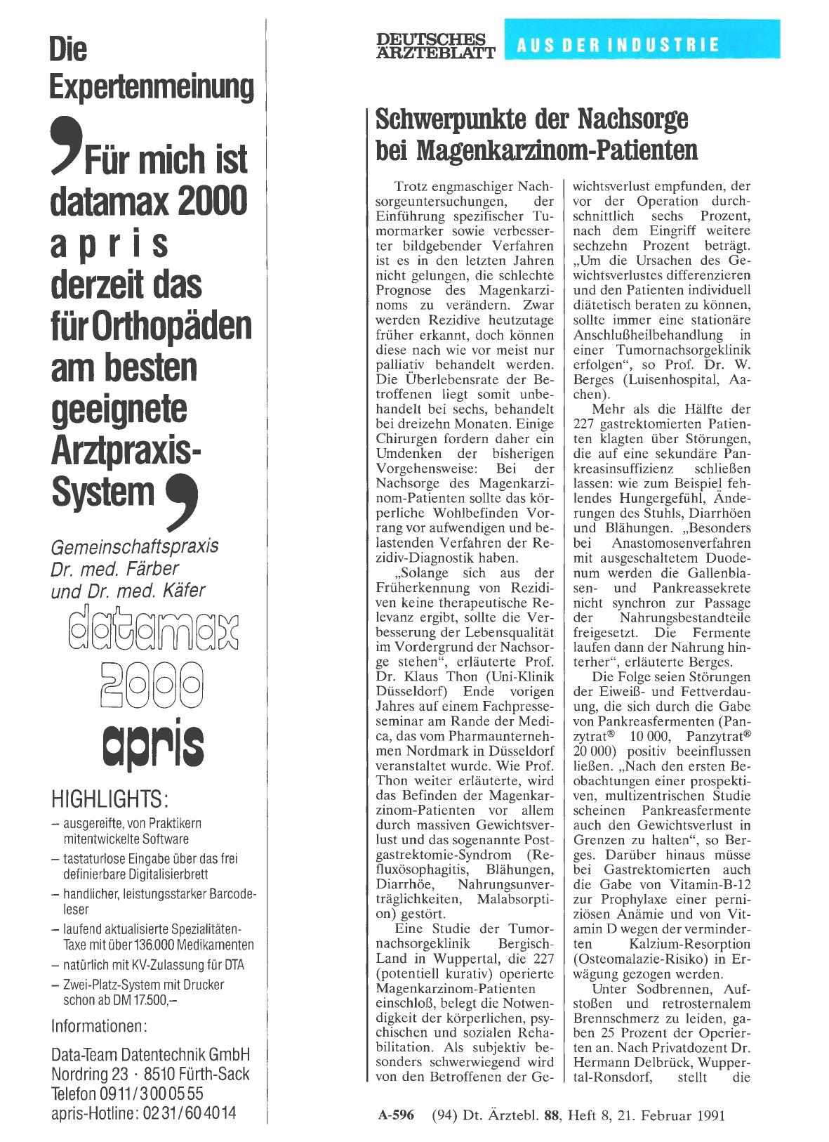 Vorschauseite 1: Schwerpunkte der Nachsorge bei Magenkarzinom-Patienten