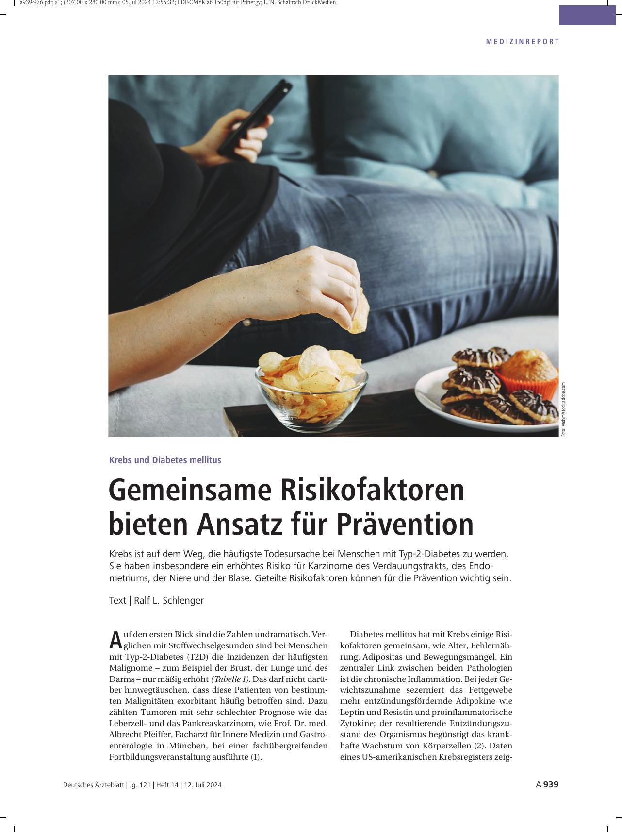 Vorschauseite 1: Krebs und Diabetes mellitus: Gemeinsame Risikofaktoren bieten Ansatz für Prävention
