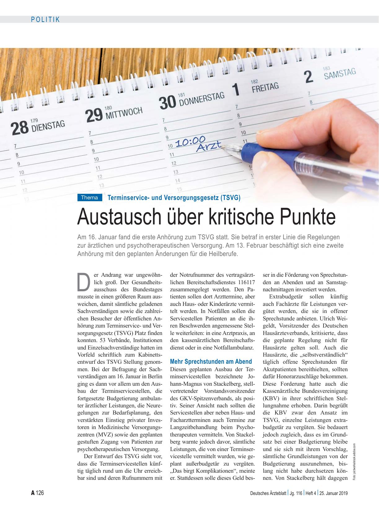 Vorschauseite 1: Terminserviceund Versorgungsgesetz (TSVG): Austausch über kritische Punkte