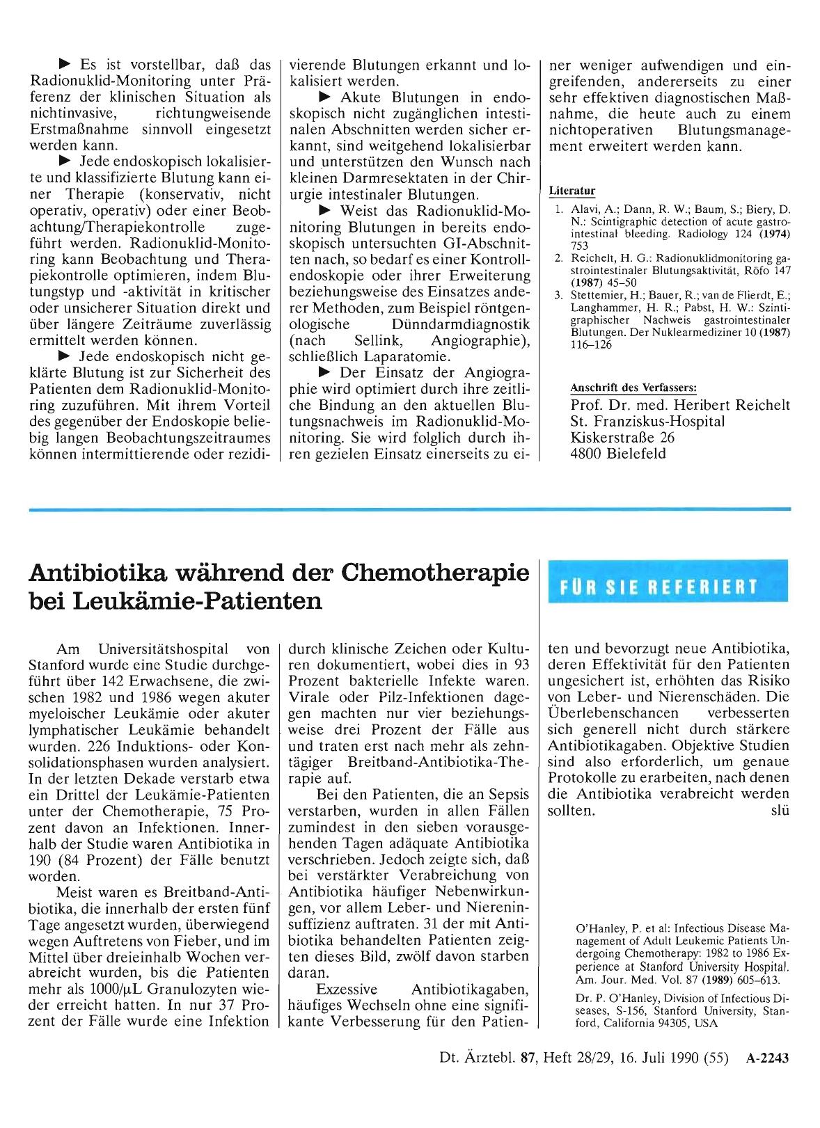 Vorschauseite 1: Antibiotika während der Chemotherapie bei Leukämie-Patienten