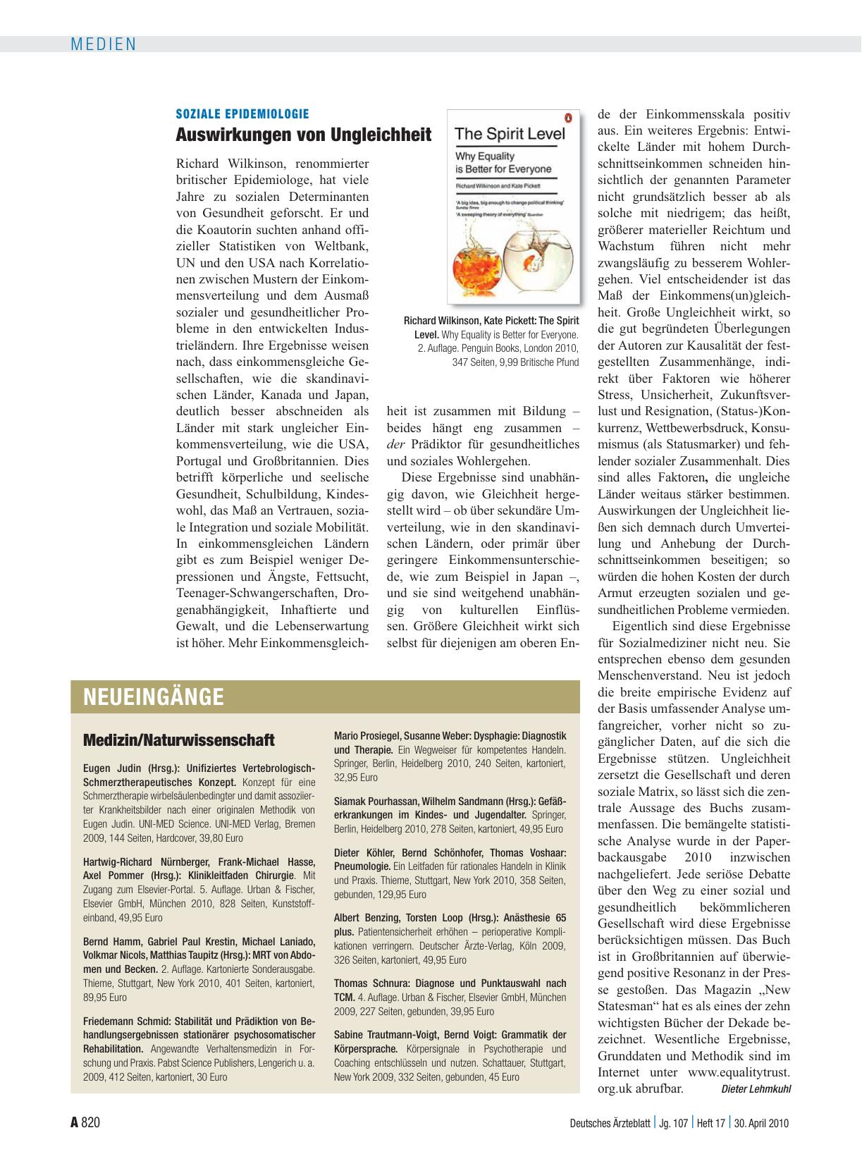 Vorschauseite 1: Soziale Epidemiologie: Auswirkungen von Ungleichheit