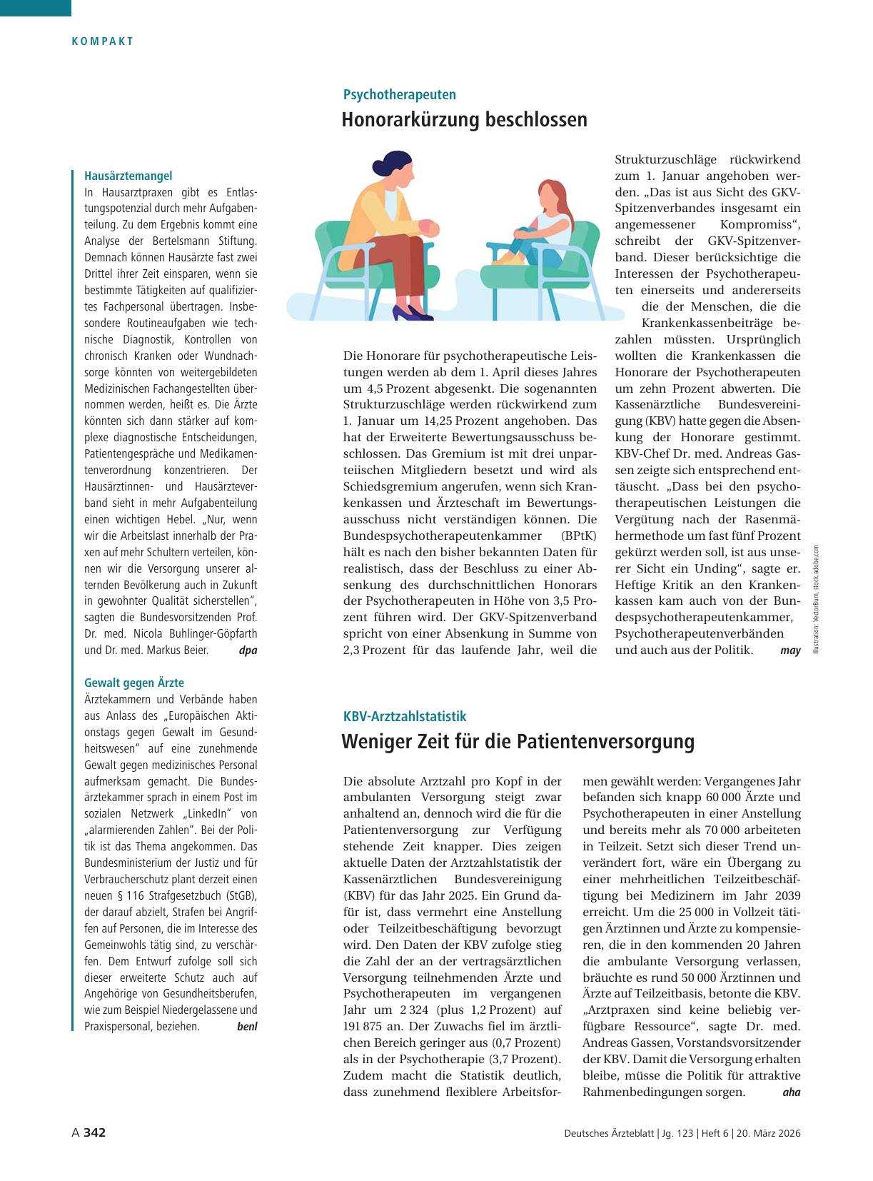Vorschauseite 1: KBV-Arztzahlstatistik: Weniger Zeit für die Patientenversorgung