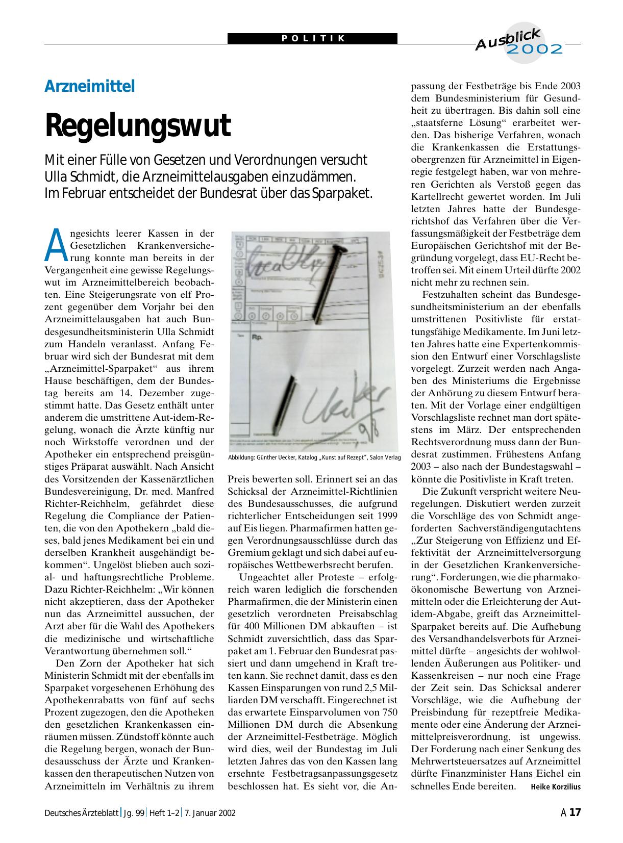 Vorschauseite 1: Arzneimittel: Regelungswut
