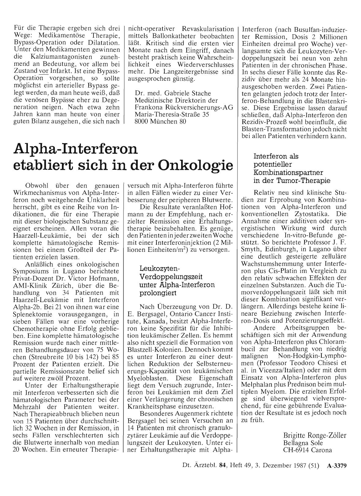 Vorschauseite 1: Alpha-Interferon etabliert sich in der Onkologie