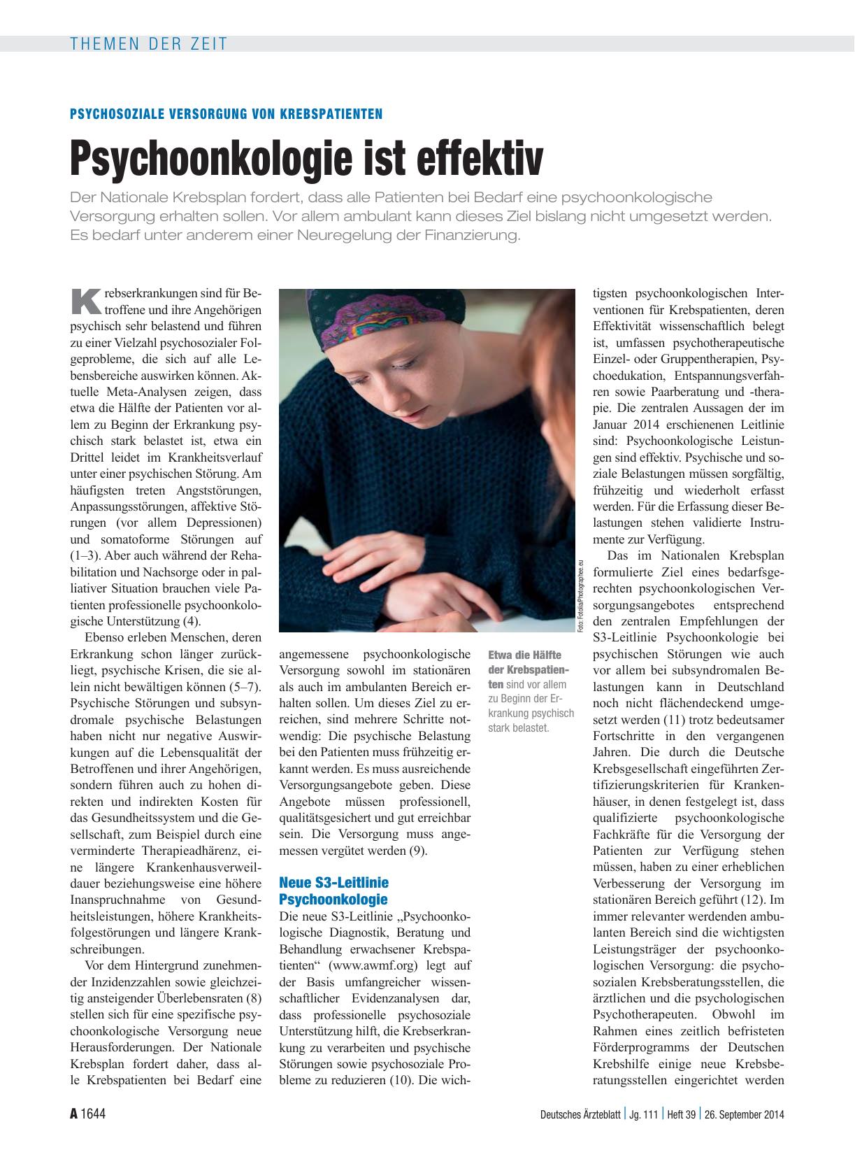 Vorschauseite 1: Psychosoziale Versorgung von Krebspatienten: Psychoonkologie ist effektiv
