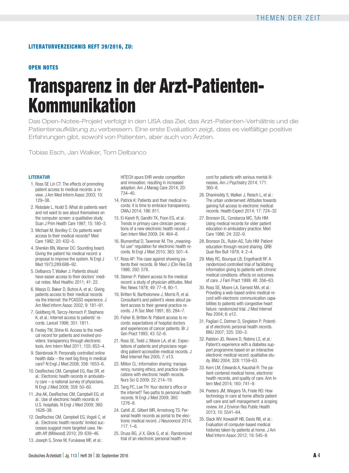 Vorschauseite 4: Open Notes: Transparenz in der Arzt-Patienten-Kommunikation