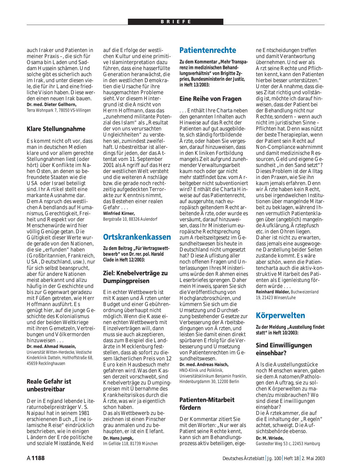 Vorschauseite 1: Patientenrechte: Eine Reihe von Fragen