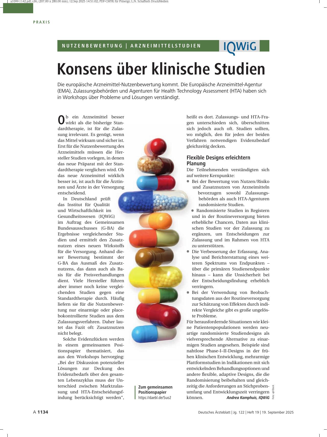 Vorschauseite 1: Arzneimittelstudien: Konsens über klinische Studien